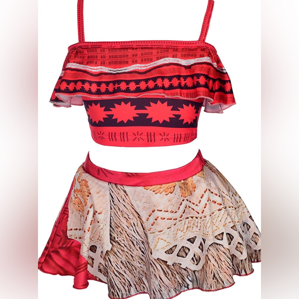 Dressy Moana Style Bathing Suit Tankini Swimsuit 2 Pieces- Size 130